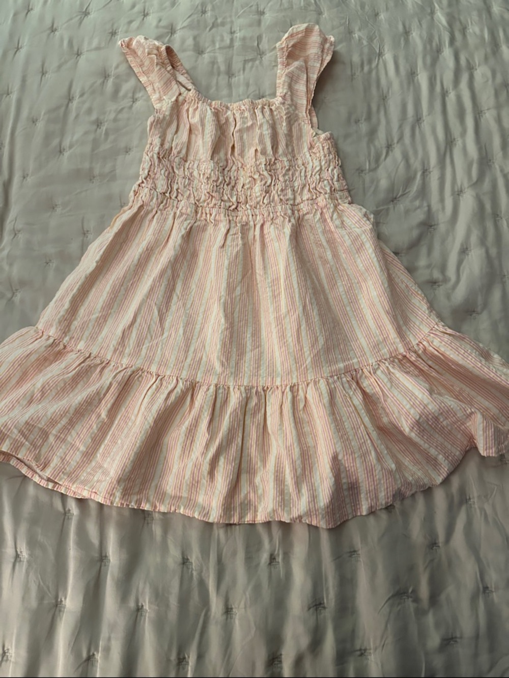 Zara Pink and White Striped Casual Girls Dress